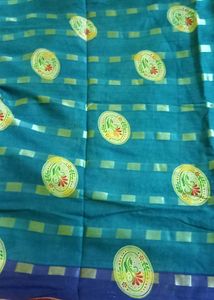 Teal Blue Saree with Oval Motifs