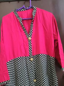 Stylish Pink and Black  full length gown