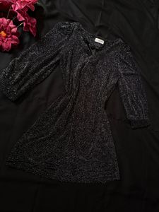 Sparkly Black V-Neck Dress