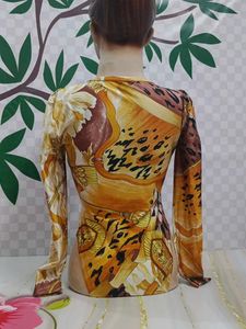 (200)Vintage Animal Print Bodysuit
