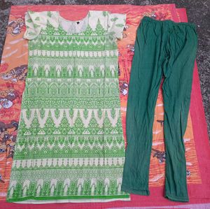 Green Kurta & Leggings Set