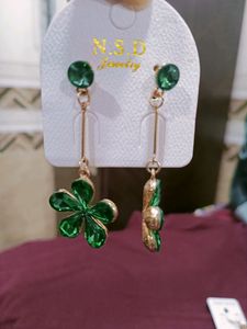 Green Flower Earrings