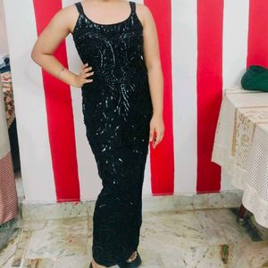 Sequin Embellished Black Dress