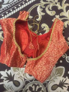 Elegant Red Brocade Blouse