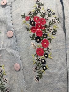 Light Blue Embroidered Cardigan