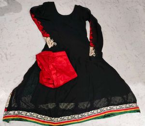 Black Embroidered Anarkali Suit