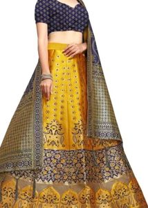 Elegant Yellow & Navy Lehenga