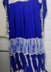 Blue Coloured Kalidar Flared Long Gown