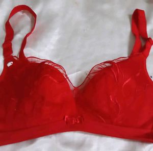Red Satin Lace Bra