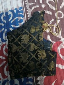 Stitched Brocade Black blouse