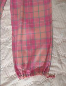 Pink Plaid Wide-Leg Pants