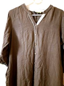 Brown V-Neck Kurta
