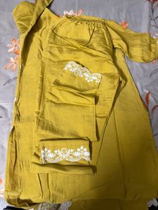 Pakistani Embroidered Yellow Kurta