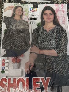 Black Embroidered short frock Kurta