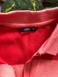 Striped Polo Collar Crop Top
