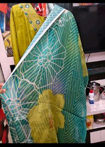 Beautiful Yellow Kurta Set with Blue Dupatta