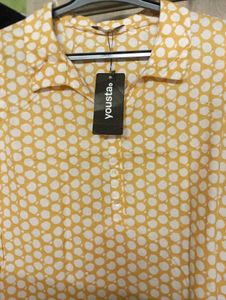sleevless Yellow Polka Dot kurta