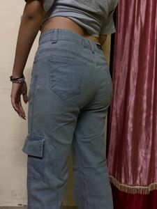 Light Wash Blue Cargo Jeans