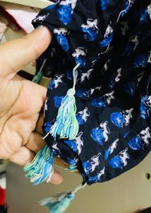 scarf blue and black cotton silk