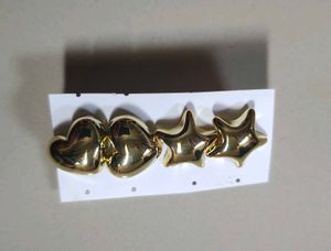 Gold Tone Heart & Star Earrings