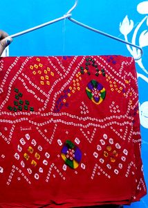 Red Bandhani Saree - Traditional Style