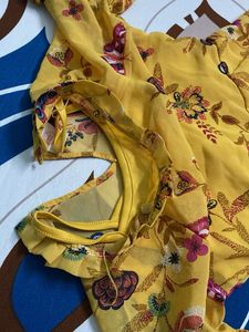 Yellow Floral Print Dress