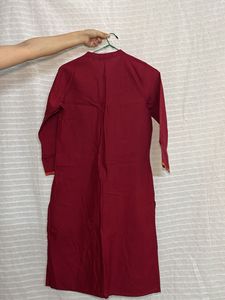 Maroon Kurta with Embroidered Yoke