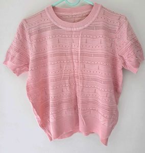 Pink Textured Knit Top