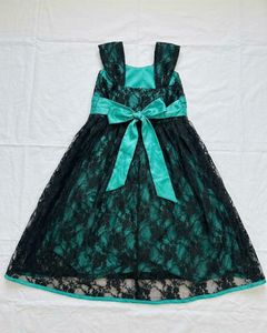 Elegant Teal &amp; Black Lace Dress