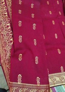 Elegant Maroon &amp; Gold Woven Saree