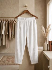 White Linen Cropped Pants