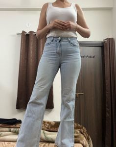 Flared Light Wash Denim Jeans