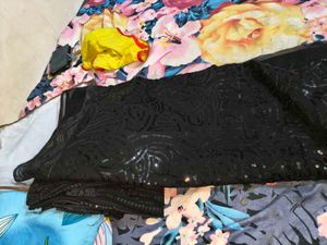 New black sequence saree with blouse piece 1meter