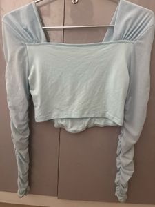 Chic Ruched Long Sleeve Square Neck Top
