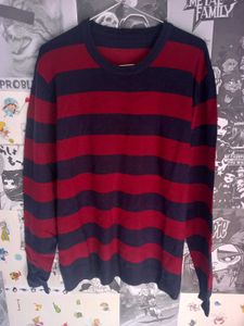 Classic Red and Navy Striped Long Sleeve Shirt