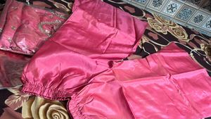 Beautiful Pink Palazzo Pants with Lace Trim
