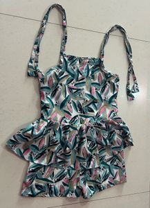 Girls Tropical Print Ruffle Set
