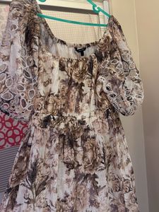 Boho Floral Print Puff Sleeve Dress
