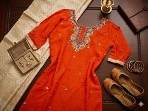 🍊🪸 Y2k Coral kurta with chunni