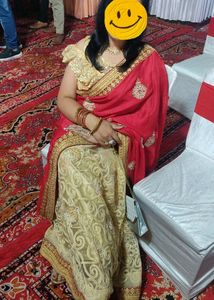 Red saree with beautiful work