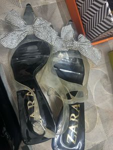 Crystal Bow Clear Heels