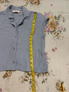 Light blue cotton crop shirt