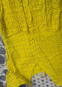Vibrant Yellow Eyelet Top