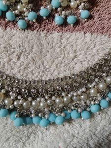 Stunning Blue &amp; Pearl Necklace Set