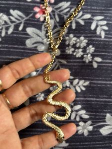 Gold Snake Pendant Necklace
