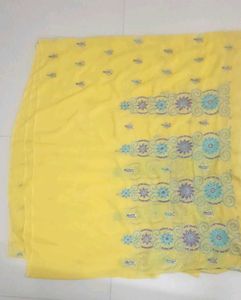 Yellow Embroidered Saree