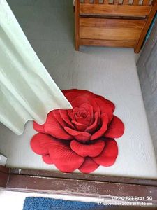 Red Rose Shaped Rug