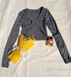 Long Sleeve Tie Front Top