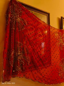 Embellished Red Dupatta