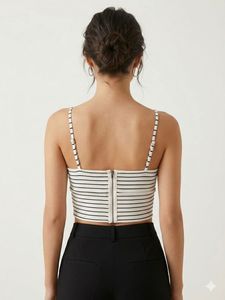 Striped Crop Top with Spaghetti Straps